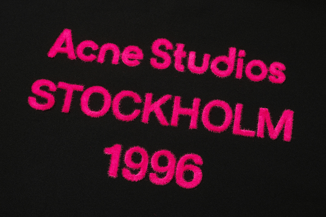 Acne Studios 148 AC Velvet LOGO Long Sleeve T Black White S-XL 8266# - Image 5