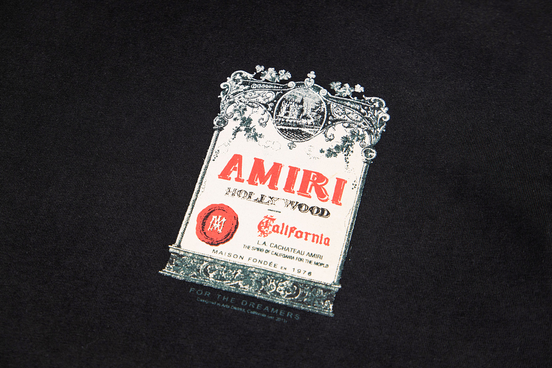 AMIRI 128 Logo 1976 Print Short Sleeve T Water Black White 9940# - Image 7