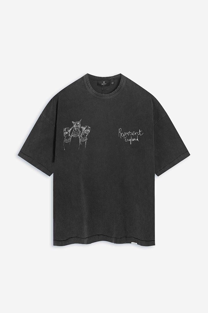 Jordan 138 Rrepresent Hand Drawn Thoroughbred T-Shirt Short Sleeve T : Washed Black White S M L - Image 3