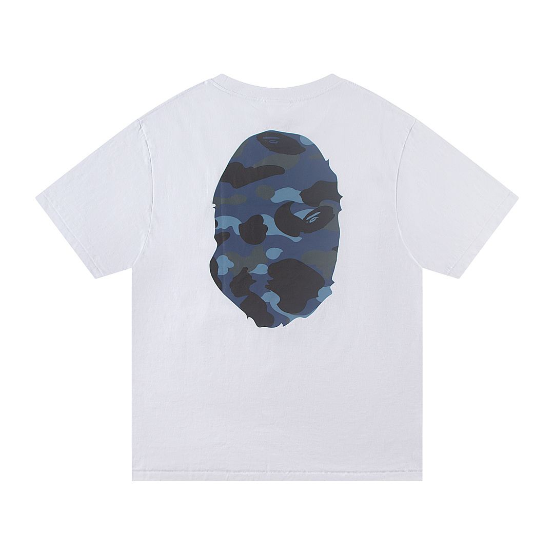 Bape 148 TOP Print Collar Short Sleeve T Black White S-XL - Image 15