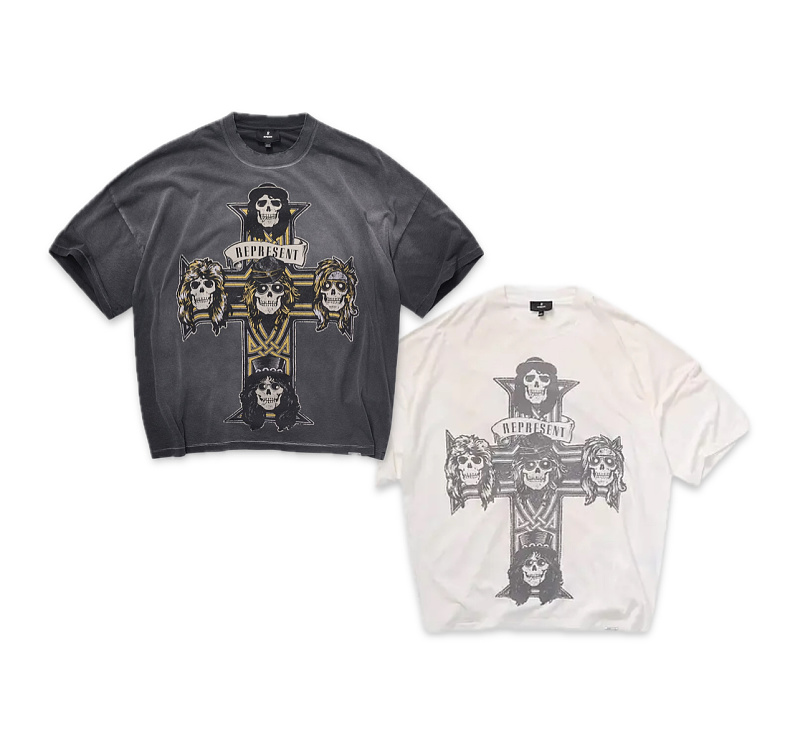 Represent 138 REPRESENT New High Mens Womens Top Wide Short Sleeve : S M L XL Water (White)