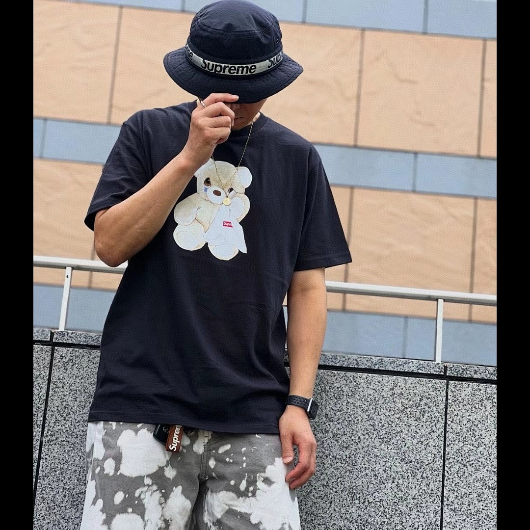 Supreme 138 SS25 BEAR TEE Small T Print Short Sleeve Black White S-XL - Image 40