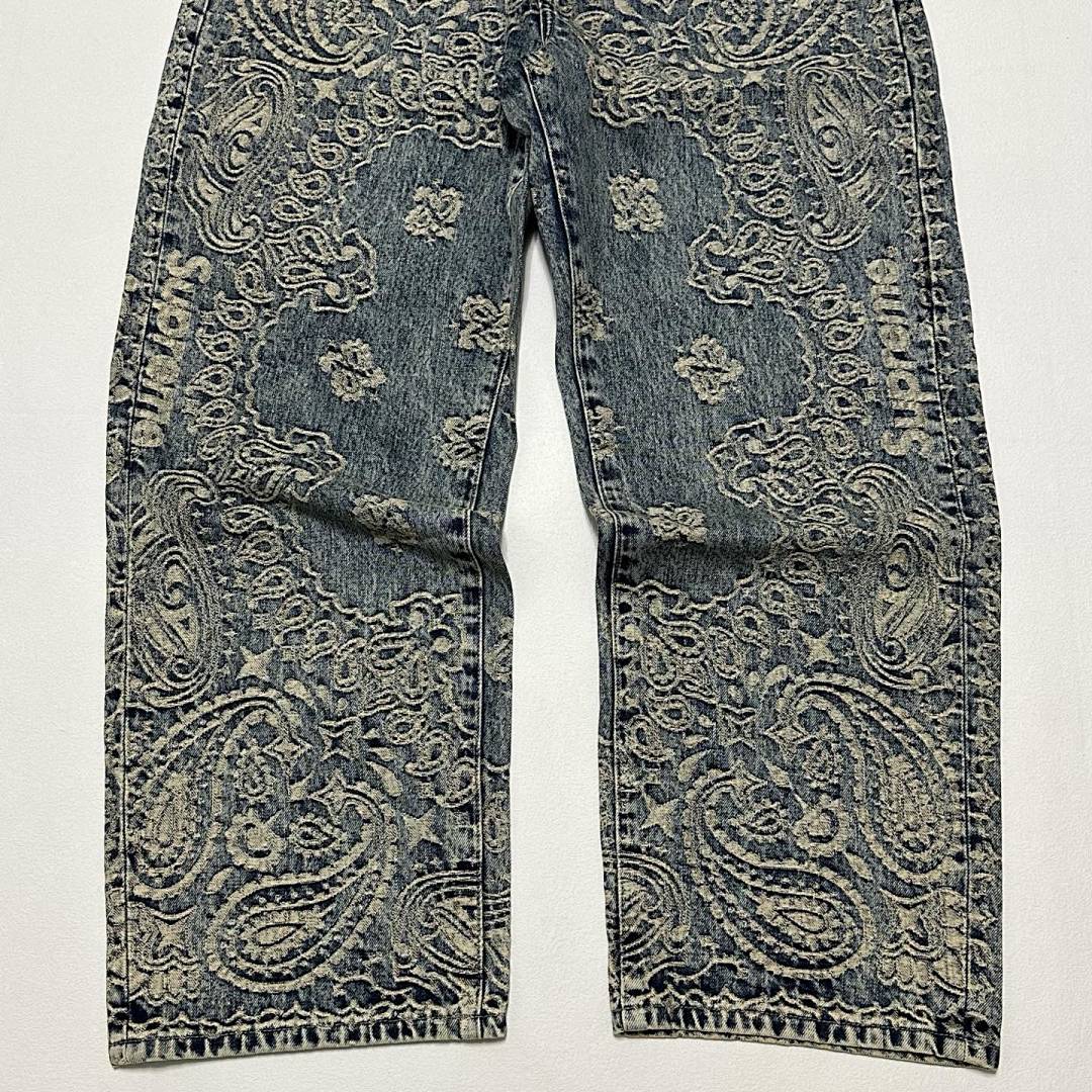 Supreme 498 SS25 BANDANA JACQUARD BAGGY JEAN Floral Fruit (Black) - Image 20