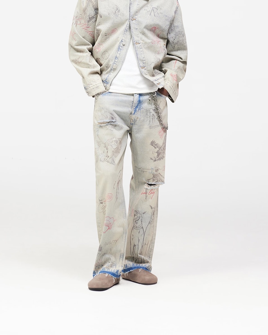Represent 258 Represent Light Blue Washed Fleece Long : S M L XL - Image 19