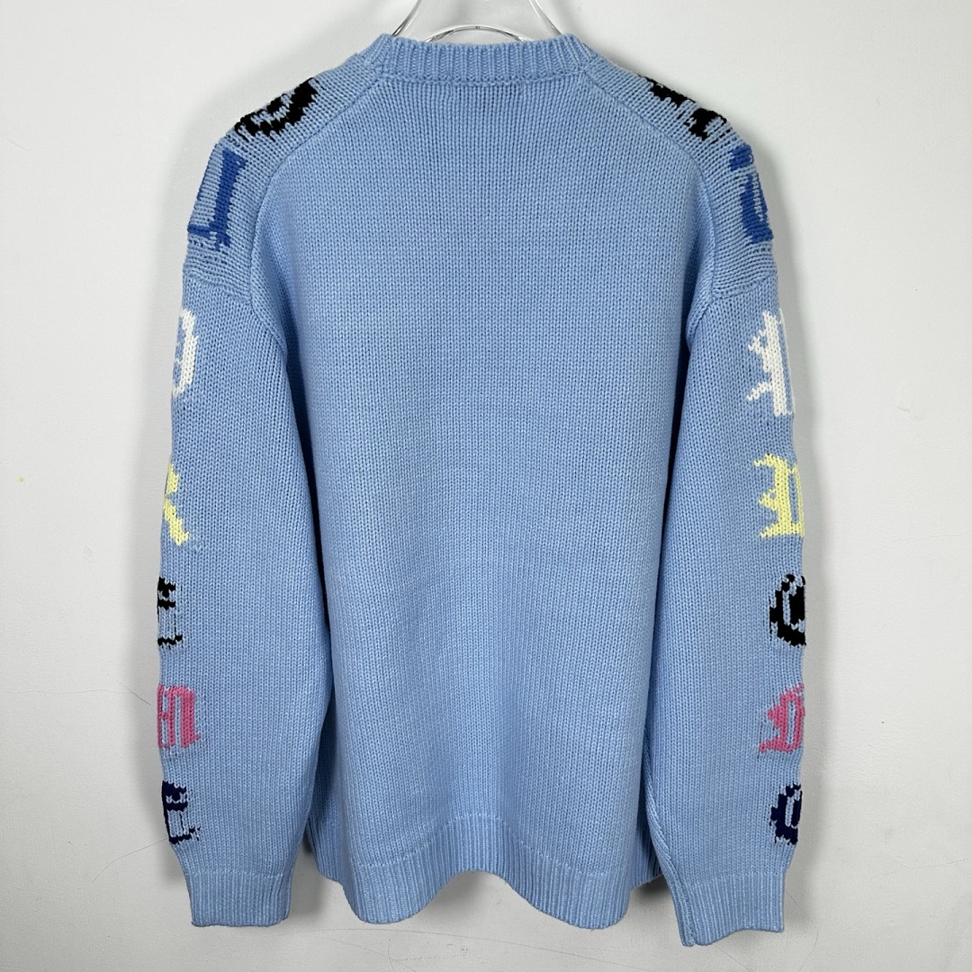 Supreme 338 SS26 OLD ENGLISH SLEEVES SWEATER Fleece Collar Black Sky Blue S - Image 15