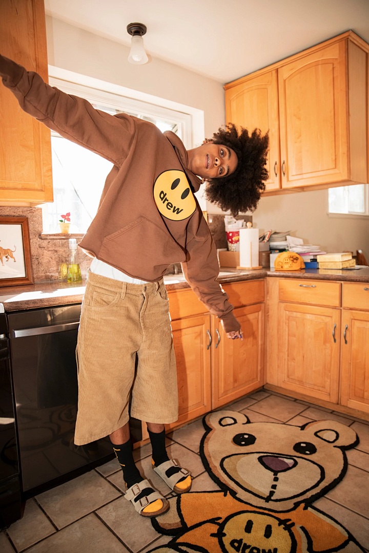 Drew House 228 Drew House SS22 New Mascot Hoodie Print Patchwork Velvet Coffee Brown S M L - Image 20