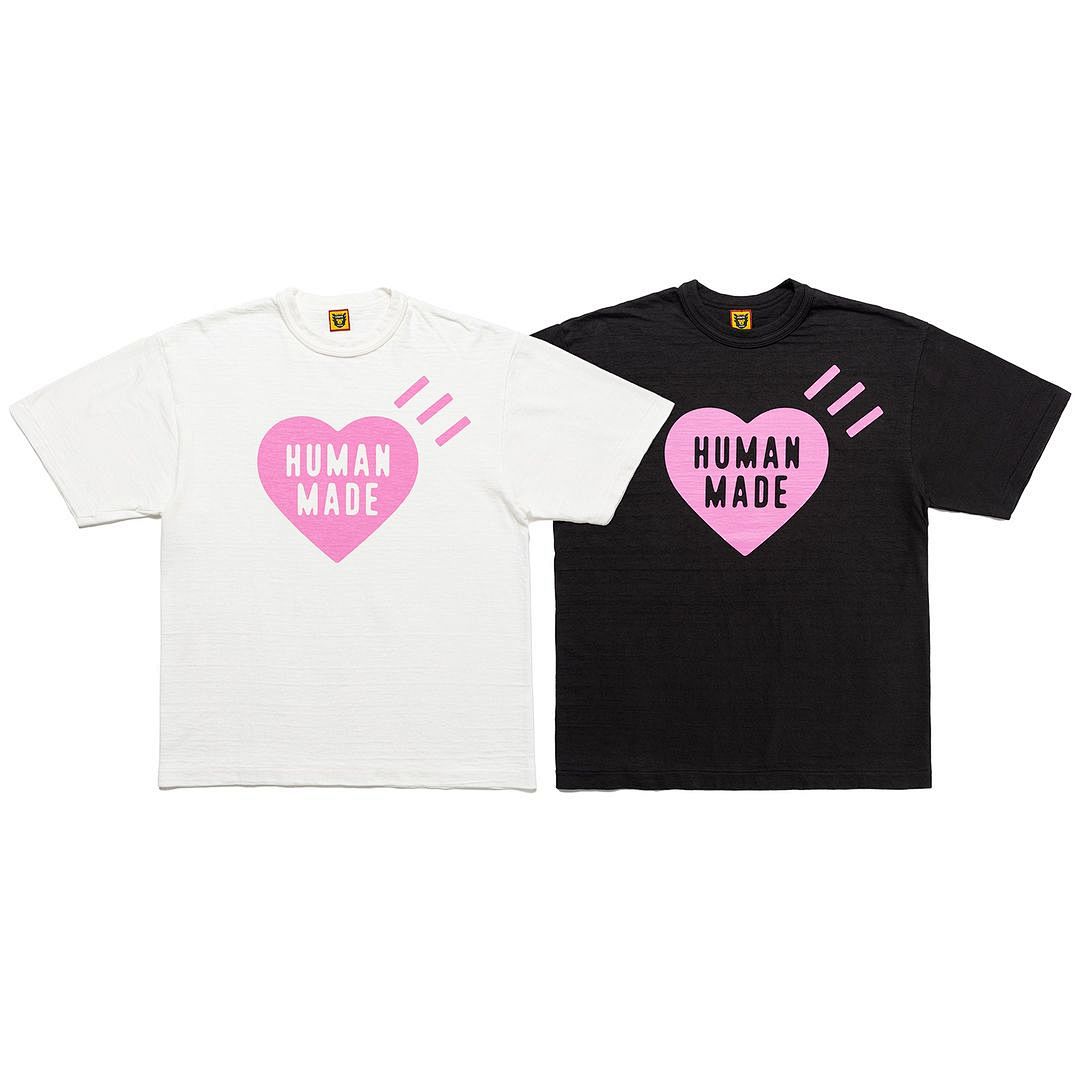 Human Made 108 HUMAN MADE HEART Limited Exclusive Print Cotton Short Sleeve T : White Yellow Black Pink Green Orange Blue Grey S-XL - Image 5