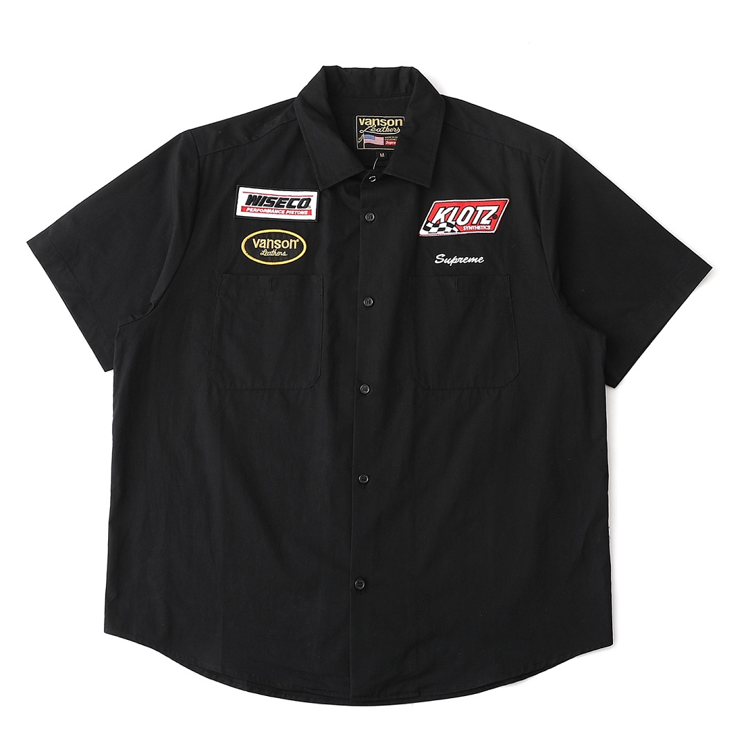 Supreme 338 FW25 WEEK8 S/S Work Shirt Leather Label Floral Striped Short Sleeve : Black Pink White S M L - Image 11