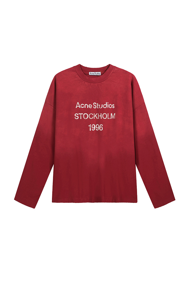 Acne Studios 128 AC LOGO Print Long Sleeve T Pink Black White Olive Green Dark Blue Red Spring Purple S-XL 3286# - Image 20
