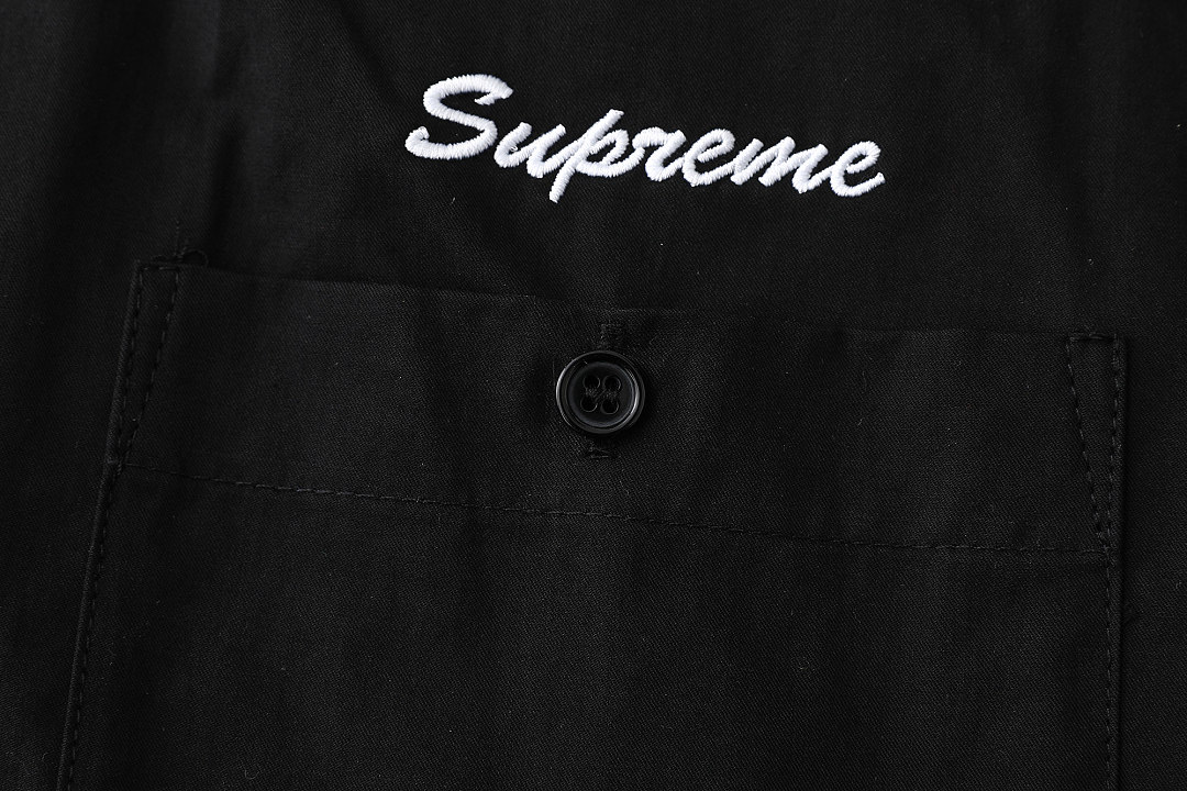 Supreme 338 FW25 WEEK8 S/S Work Shirt Leather Label Floral Striped Short Sleeve : Black Pink White S M L - Image 16