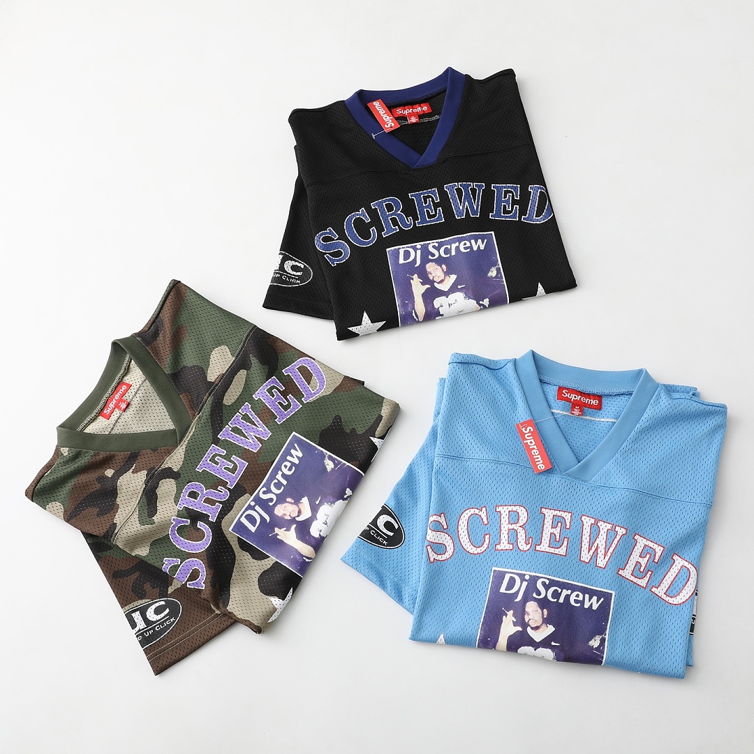 Bape 258 DJ Screw Collab SS26 Football JerseyV Collar Print : Black Camo Sky Blue S M L - Image 20