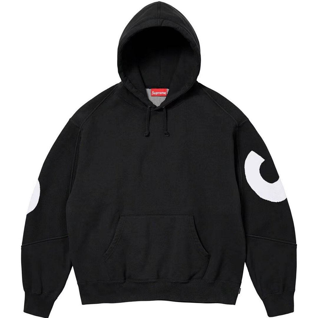 Supreme 298 BIG LOGO JACQUARD HOODED SWEATSHIRT Black Grey S M L - Image 3