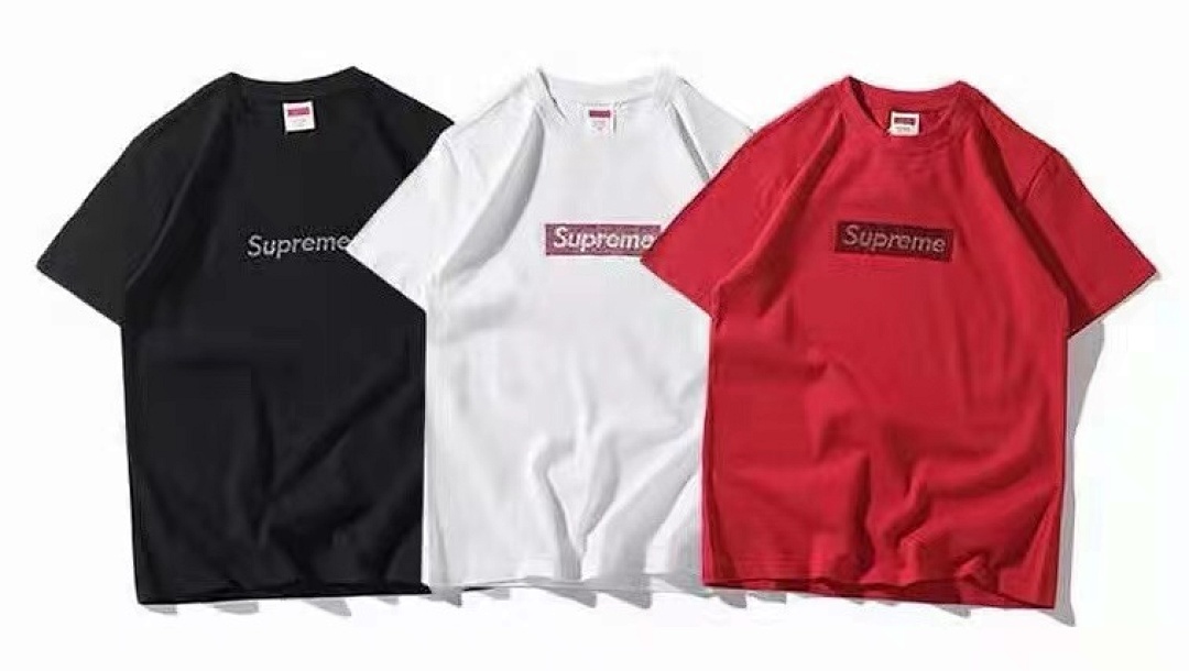 Supreme 128 BOX LOGO Rhinestone Diamond Short Sleeve T Black White Red S M L - Image 8