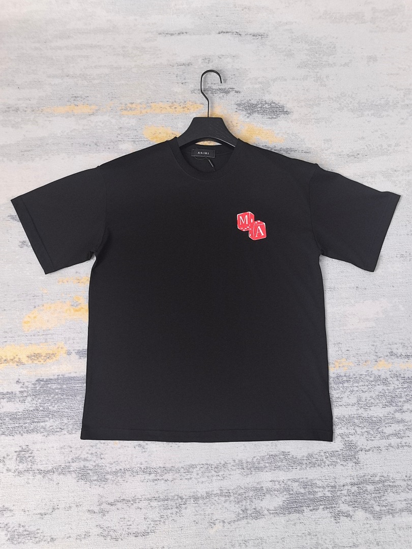 AMIRI 118 Wide Version Model Short Sleeve T Logo Print High Wind Black Apricot S M L XL 9910# - Image 23
