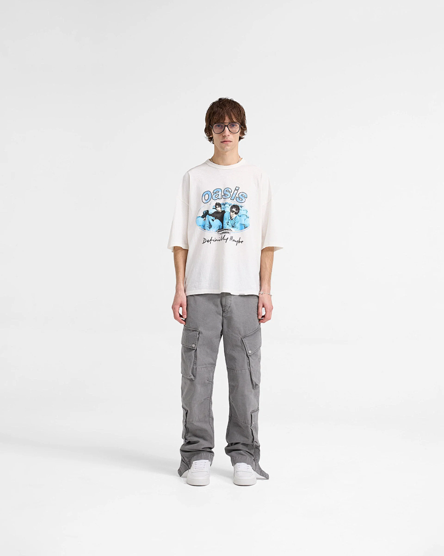 Represent 168 Represent X Oasis Maine Road New Vintage T-Shirt Green Print Short Sleeve T : Washed Black White S M L - Image 9