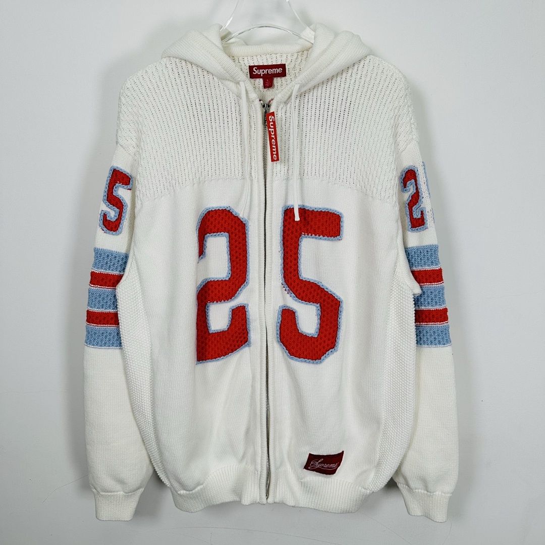 Supreme 538 SS25 FOOTBALL HOOD SWEATER Fleece Black White Blue S-XL - Image 12