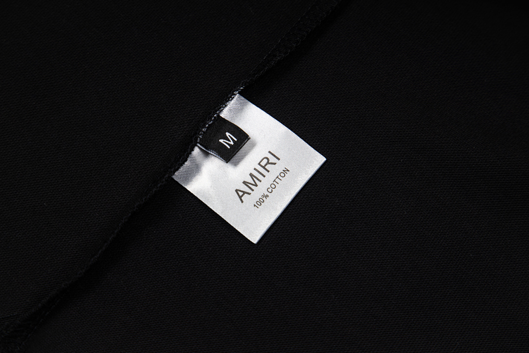 AMIRI 118 Wide Version Model Short Sleeve T Logo Print High Wind Black White Apricot S M L - Image 12