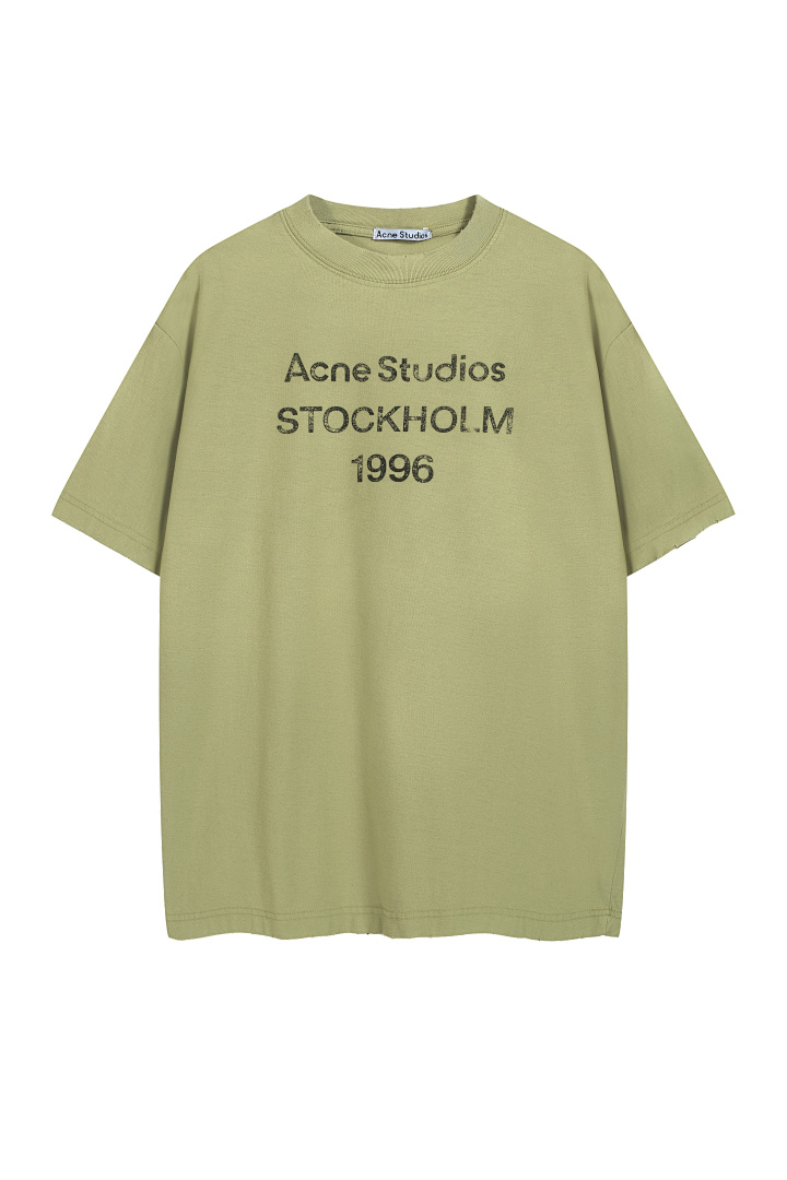 Acne Studios 118 AC LOGO Print Short Sleeve T Pink Floral Grey Black White Red Olive Green Dark Blue Spring Purple S-XL 8026# - Image 66
