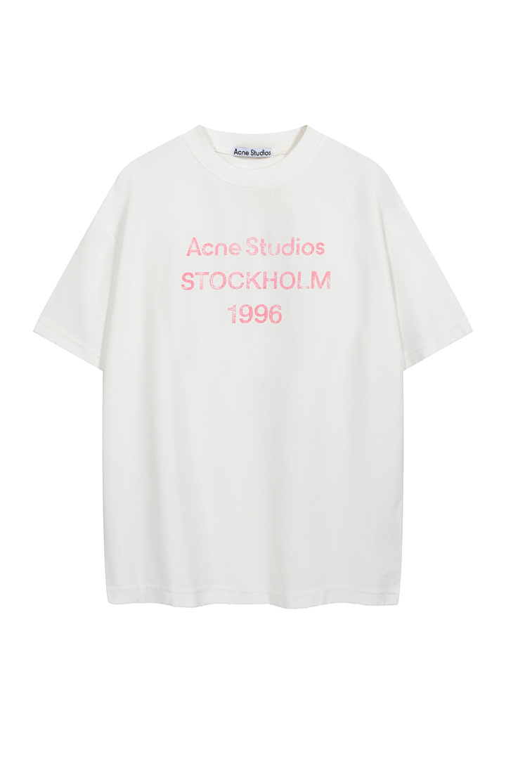 Acne Studios 118 AC LOGO Print Short Sleeve T White Light Blue Dark S-XL 8046# - Image 33