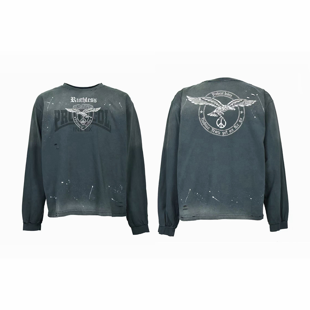 Unbranded 148 Protocol Index Long Sleeve T : 1 2 3 (Washed Grey Blue) - Image 3