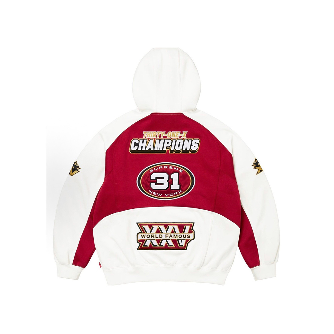 Supreme 458 WEEK16 Football Zip Up Hooded Sweatshirt Floral Embroidered Logo Mens Womens : Black White Red Sky Blue S M L - Image 7
