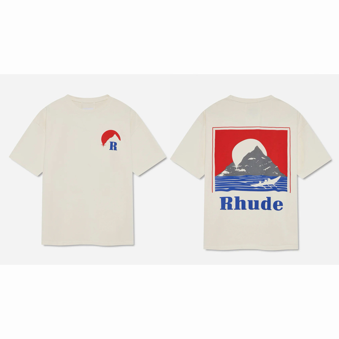 Unbranded 118 RHUD Double Print Short Sleeve T : S M L XL Cream Apricot - Image 4