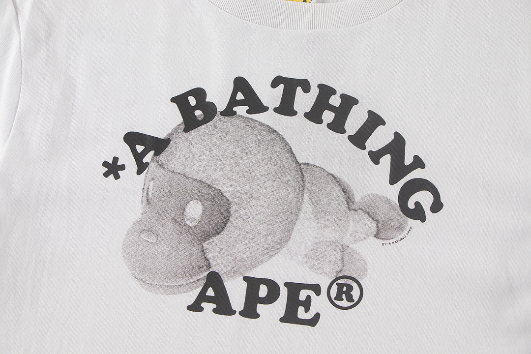 Bape 148 TOP Print Collar Short Sleeve T Black White S-XL - Image 17