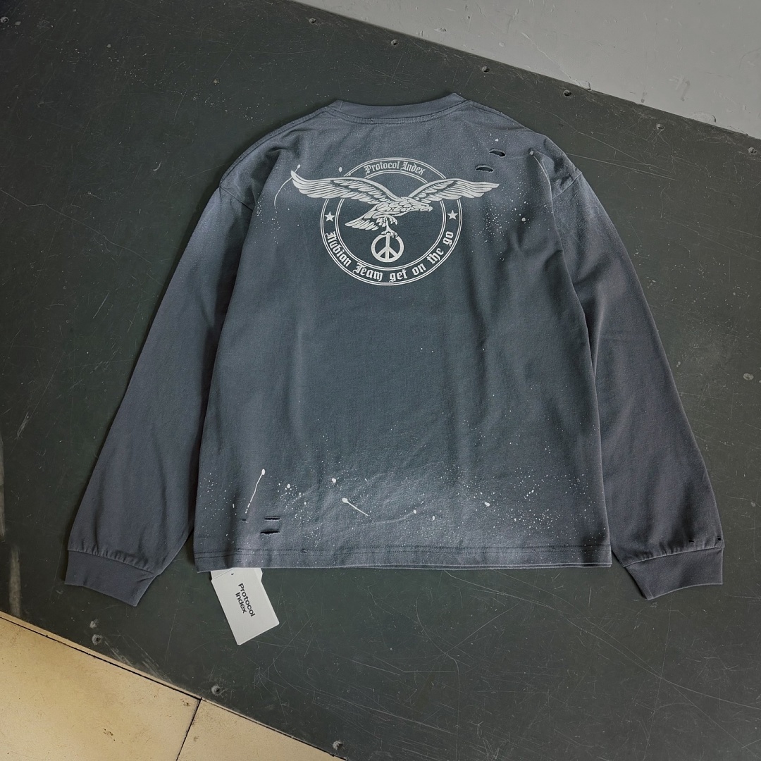 Unbranded 148 Protocol Index Long Sleeve T : 1 2 3 (Washed Grey Blue) - Image 6