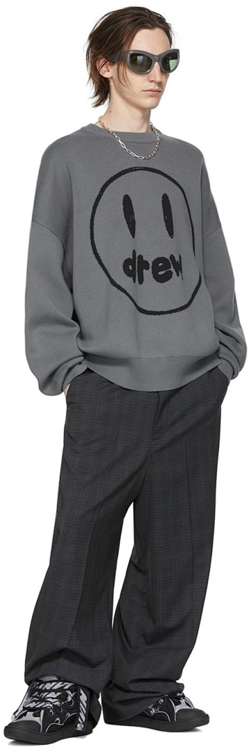 Drew House 218 DREW HOUSE LAVANDER Logo Floral Solid Long Sleeve Fleece Grey Purple S M L - Image 19