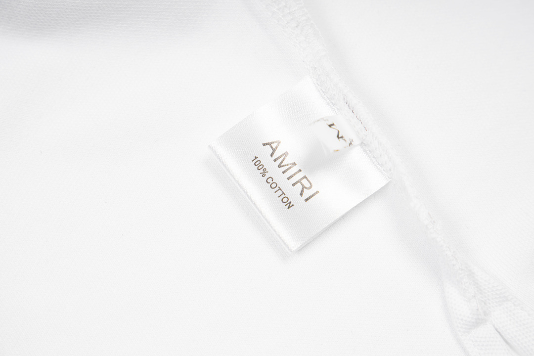 AMIRI 128 26Ss New Logo Embroidered Collar Buckle Polo Short Sleeve T Black White Grey S M L XL 9936# - Image 24