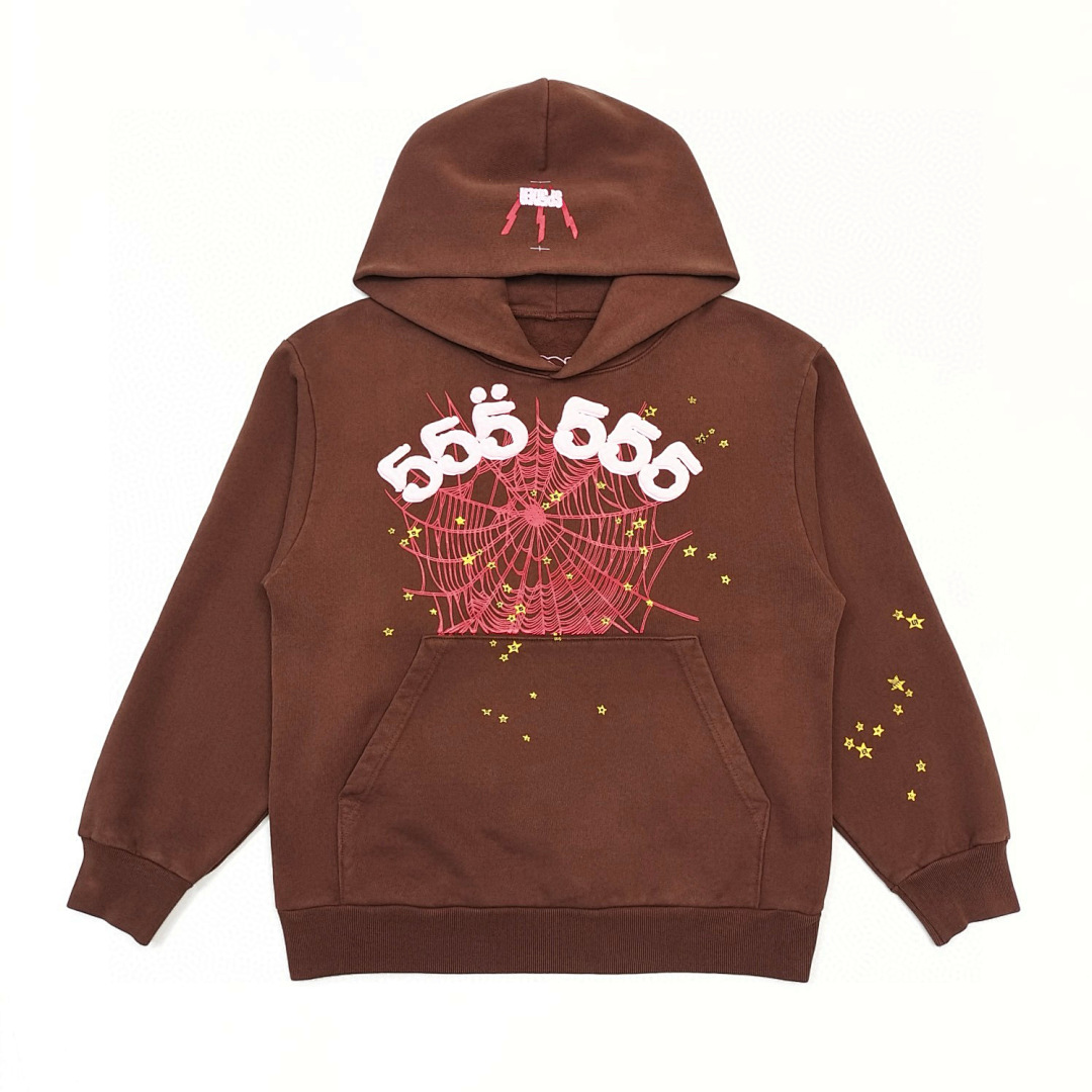 Sp5der HOODIE Brown Angel 555 Mens Womens Top : S-XXL