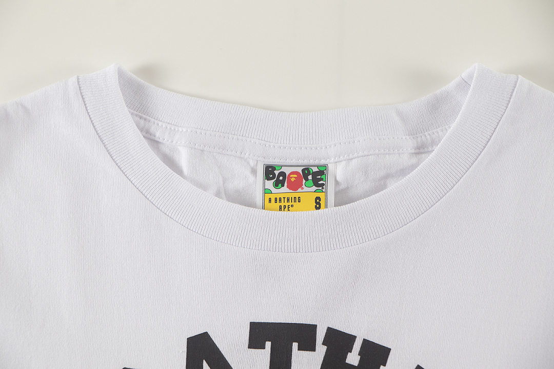 Bape 148 TOP Print Collar Short Sleeve T Black White S-XL - Image 14
