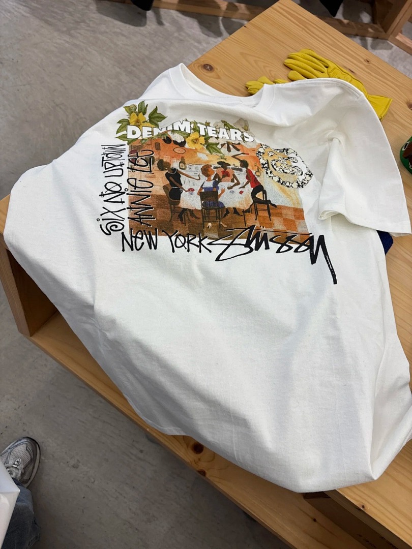 Stussy 108 Stu X Denim Tears Annie Lee Artist Tee Collab Print Short Sleeve T White S M L - Image 3