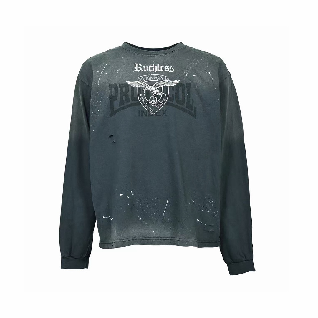 Unbranded 148 Protocol Index Long Sleeve T : 1 2 3 (Washed Grey Blue)