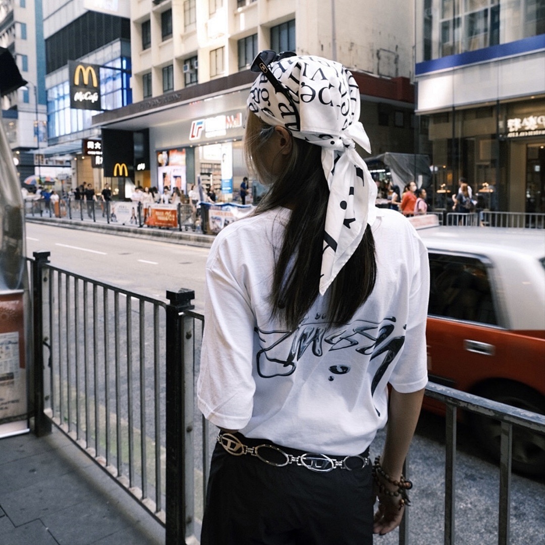 Stussy 98 STU MERCURY TEE Water Silver Fruit Logo Print Collar Short Sleeve T : White Black S M L XL Y1315# - Image 7