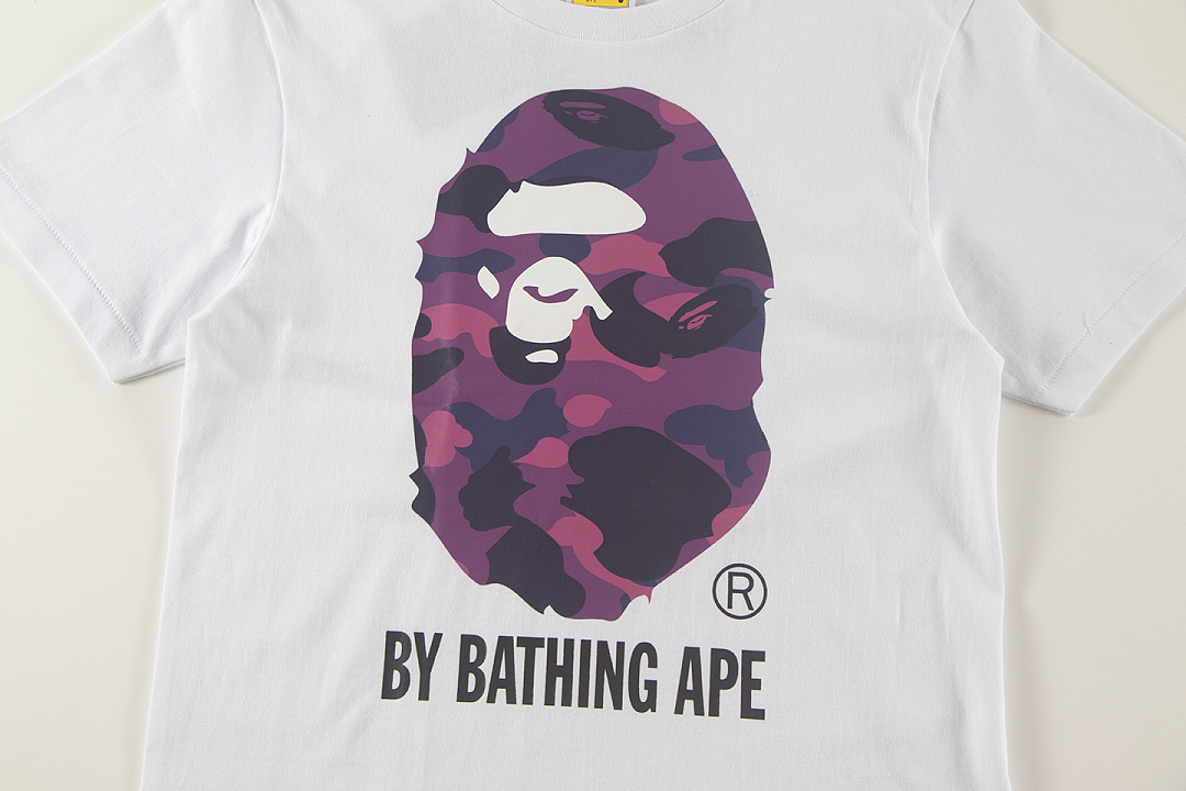 Bape 148 TOP Print Collar Short Sleeve T Black White S-XL - Image 16