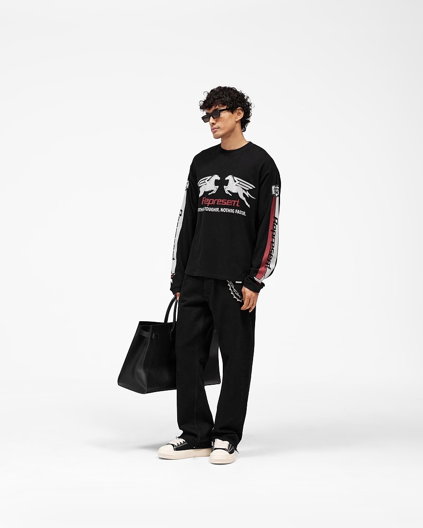 Represent 138 REP Long Sleeve : Black White S M L - Image 17