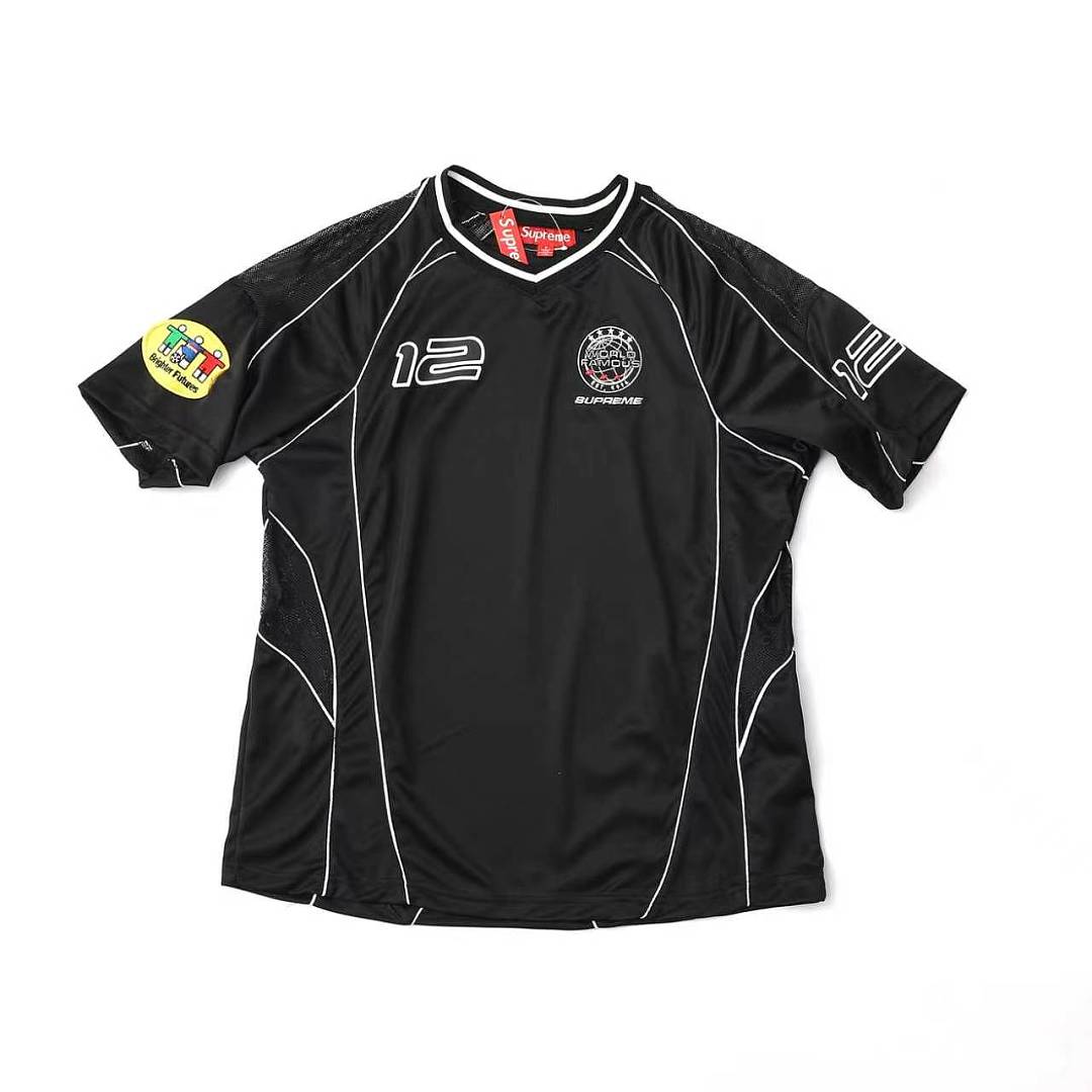 Supreme 248 FW25 WEEK11 Piping Soccer Jersey Embroidered Short Sleeve : Black Wine Red Blue S M L - Image 5