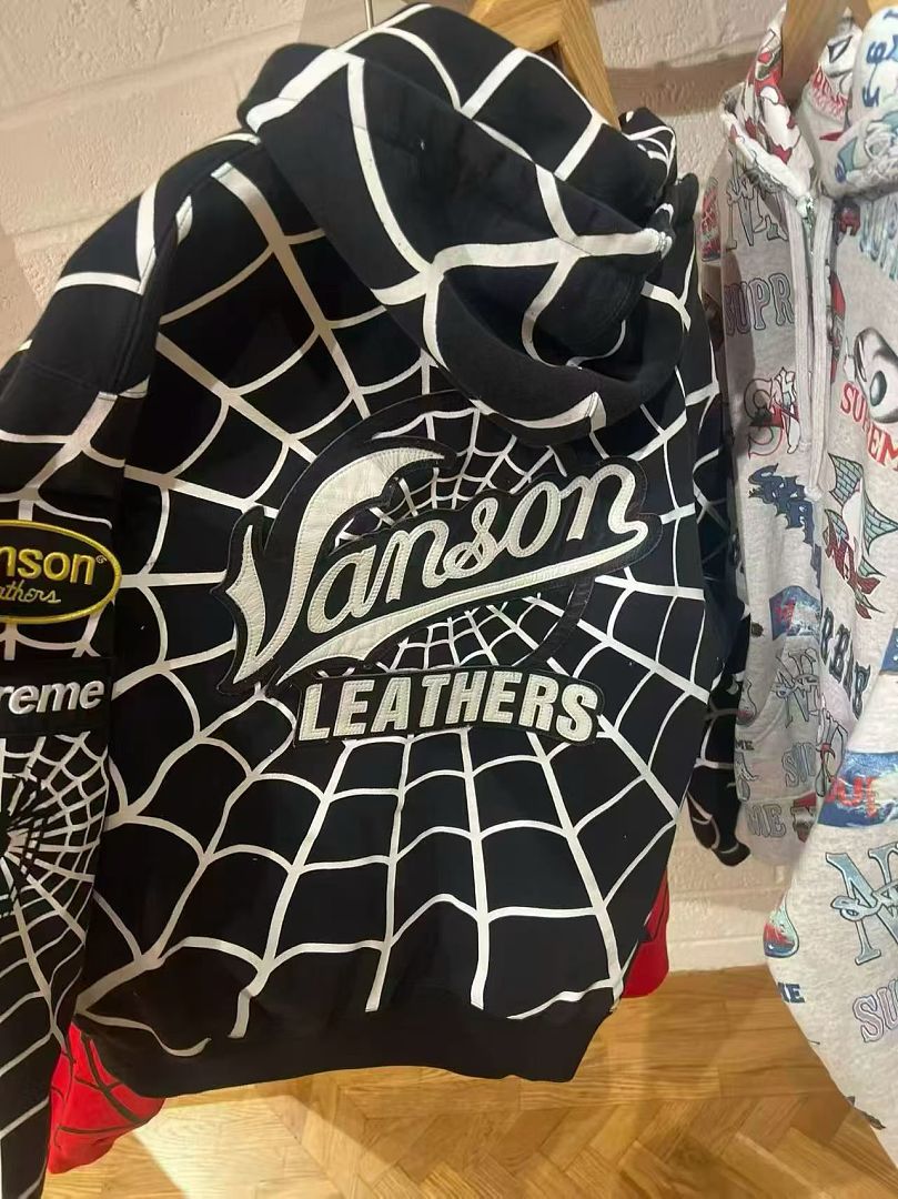Sp5der 438 VANSON SPIDER-MAN Collab SS26 ZIP UP HOODED Thin Velvet Black Red S-XL - Image 33