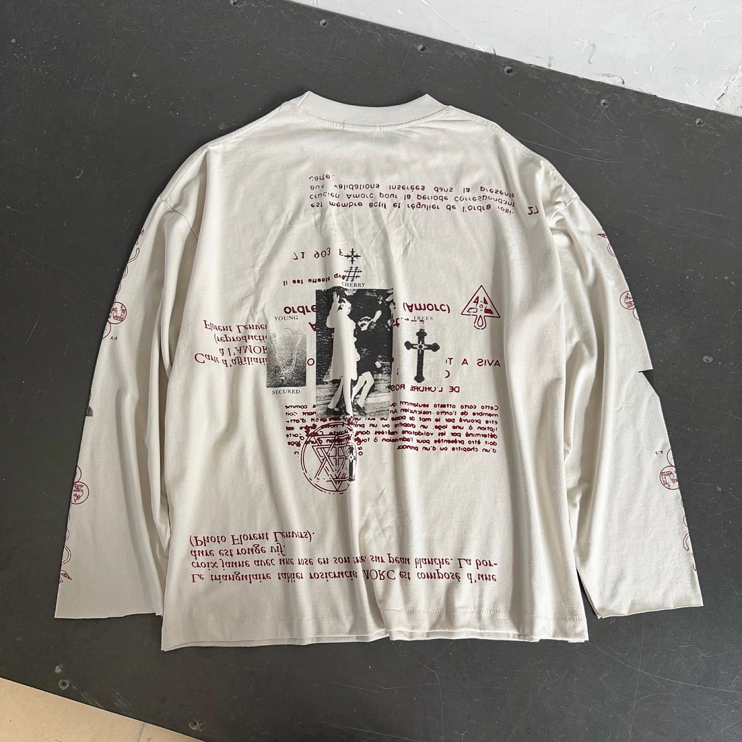 Enfants Riches Deprimes 138 Enfants Riches Deprimes Wide Collar Long Sleeve T : S M L XL Apricot - Image 6