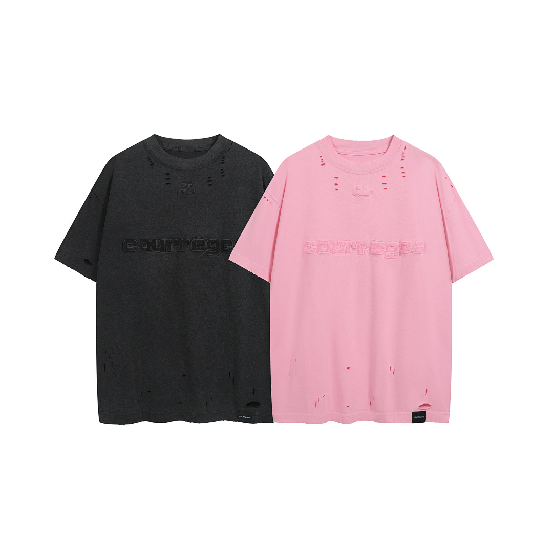 Unbranded 138 Courreges LOGO Short Sleeve T Pink Black S-XL 8070#