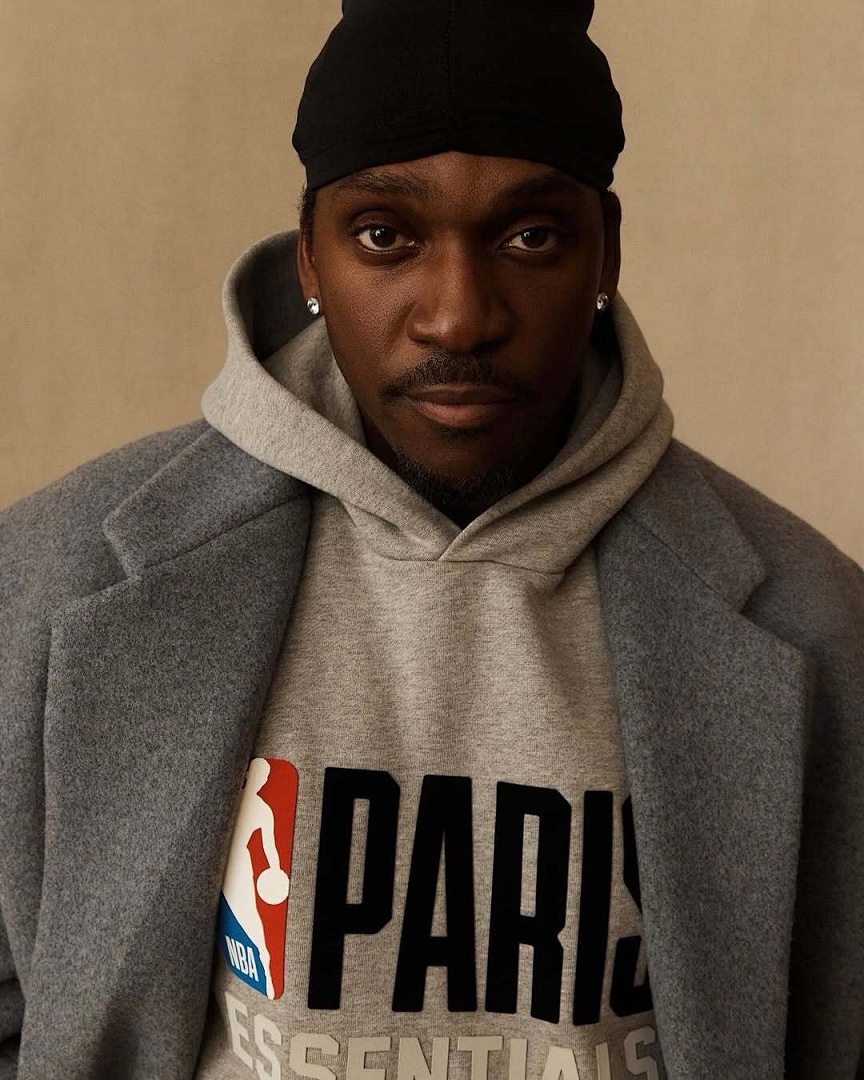 Essentials 238 Ess X Collab FW25 NBA Hoodie Logo Velvet Print Black Light Mist Grey : SM L - Image 22