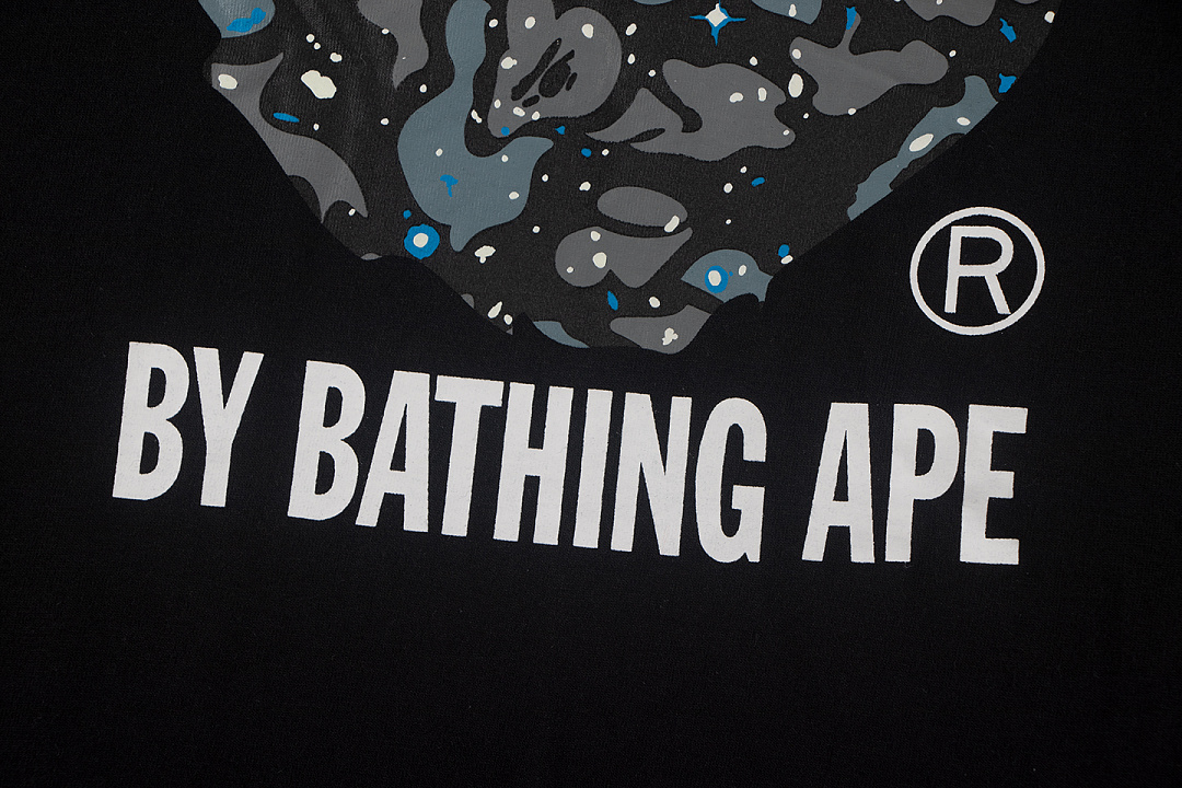 Bape 148 TOP Print Collar Short Sleeve T Black White S-XL - Image 10