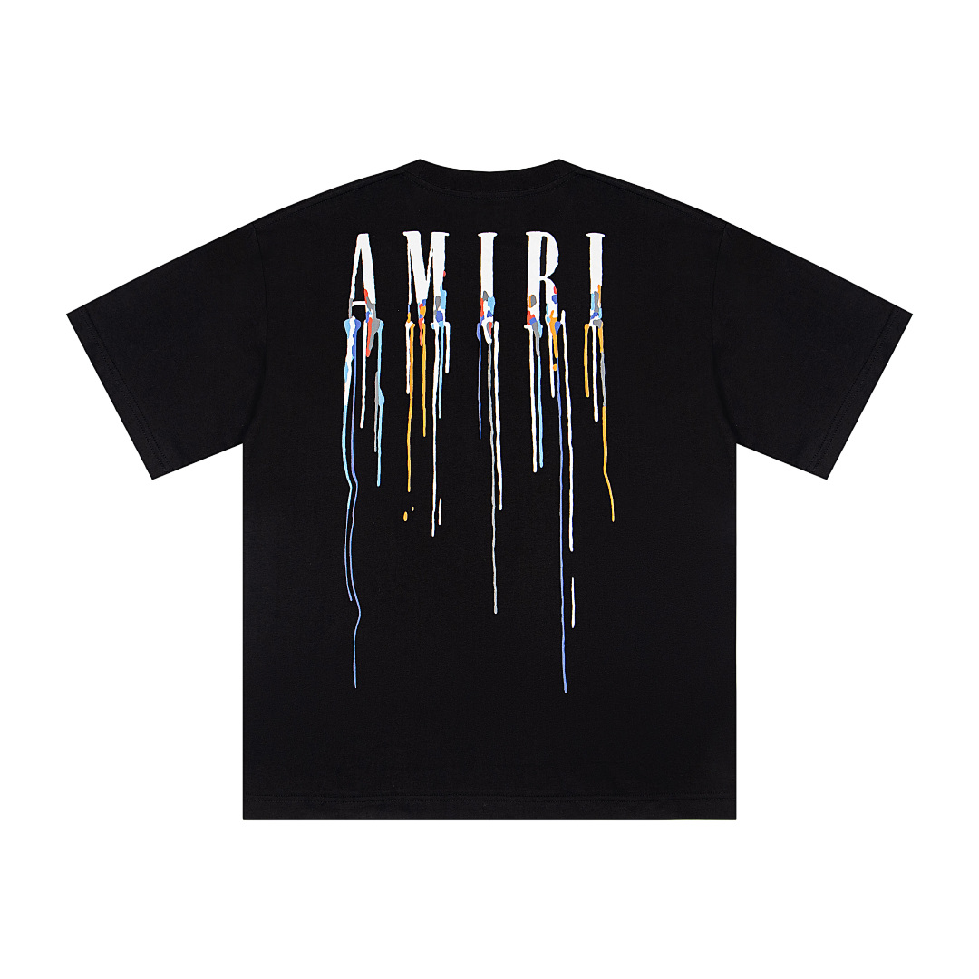 AMIRI 118 Wide Version Model Short Sleeve T Logo Print High Wind Black White S M L XL 9905# - Image 4
