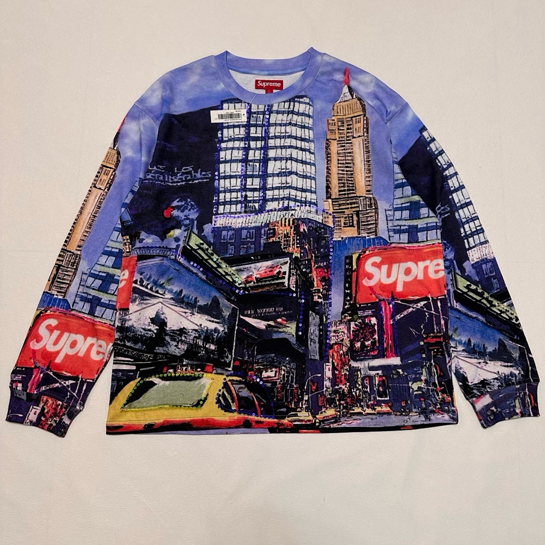 Supreme 298 SS25 SKYLINE SEQUIN L/S TOP Sky Stitching Long Sleeve Black Blue S-XL - Image 3