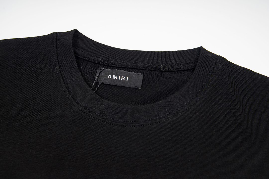 AMIRI 118 Wide Version Model Logo Embroidered Short Sleeve T Black Grey Cream Apricot S M L XL 9941# - Image 5