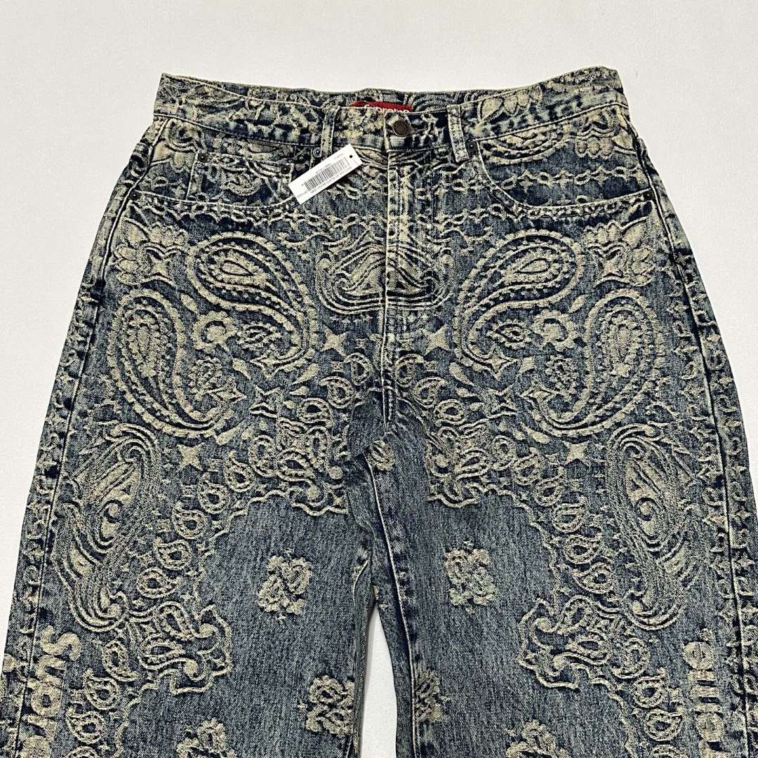 Supreme 498 SS25 BANDANA JACQUARD BAGGY JEAN Floral Fruit (Black) - Image 21