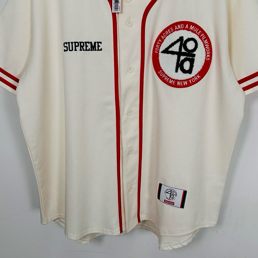 Off-White 268 SS25 40 Acres Twill Baseball Jersey LOGO Short Sleeve Black Off White S-XL - Image 26