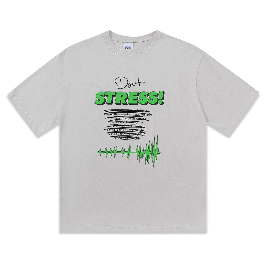 Unbranded 128 New VETEMENTS VTM Stress Print Collar Short Sleeve Water Grey XS-L Diamond 3813#