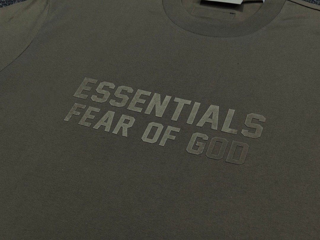 Essentials 118 Ess Double Velvet Solid Cotton Short Sleeve T Coffee Grey Black White Smoke Red XS-XL - Image 40
